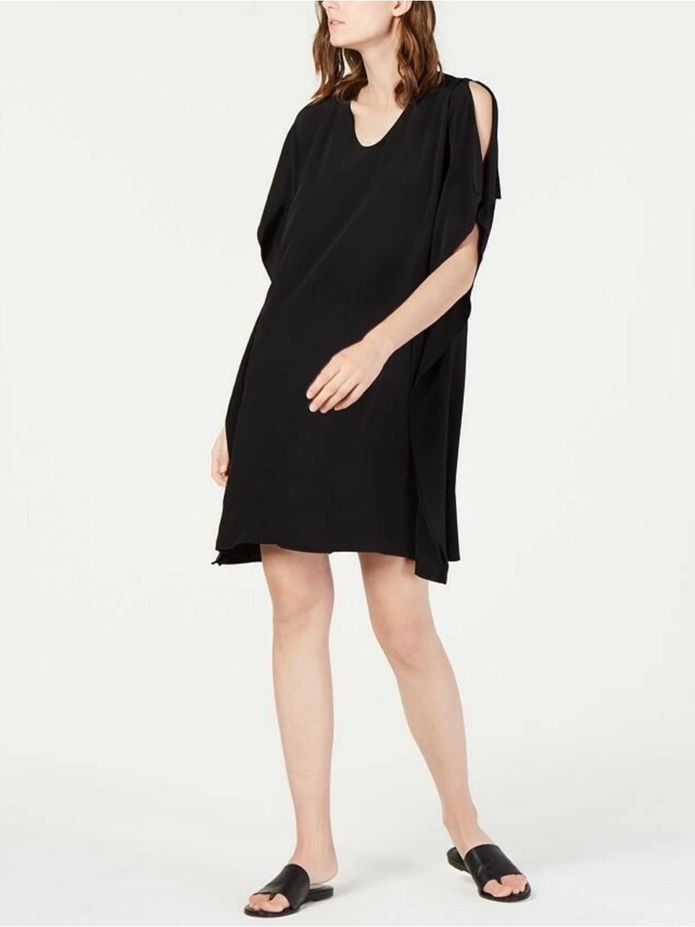 Cold Shoulder Black Eileen Fisher Dress Petite XS